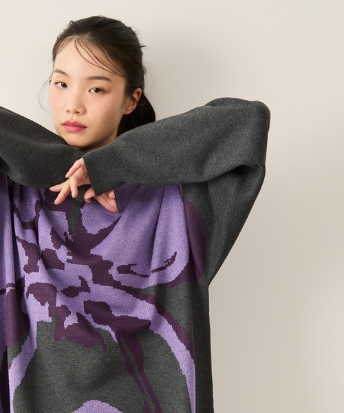 JUNRED（ジュンレッド）の「フラワージャガードニット（ニット/セーター・メンズ・チャコールグレー/ブラック/ライトグレー・S/M/L）」の12枚目の写真