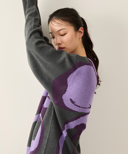 JUNRED（ジュンレッド）の「フラワージャガードニット（ニット/セーター・メンズ・チャコールグレー/ブラック/ライトグレー・S/M/L）」の10枚目の写真