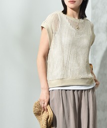 INTERPLANET（インタープラネット）の「クロシェ風レースフレンチスリーブプルオーバー（その他トップス）」