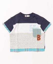 ナイロンポケット付き 前身3色切り替え半袖Tシャツ(80-160)