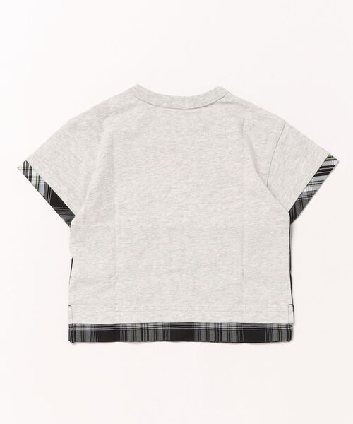 KP BOY（ケーピーボーイ）の「ナイロンポケット付き　前身3色切り替え半袖Tシャツ(80-160)（Tシャツ/カットソー・キッズ・杢グレー/ネイビー・80ｃｍ/90cm/100cm/110cm/120cm/130cm/140cm/150cm/160cm）」の3枚目の写真