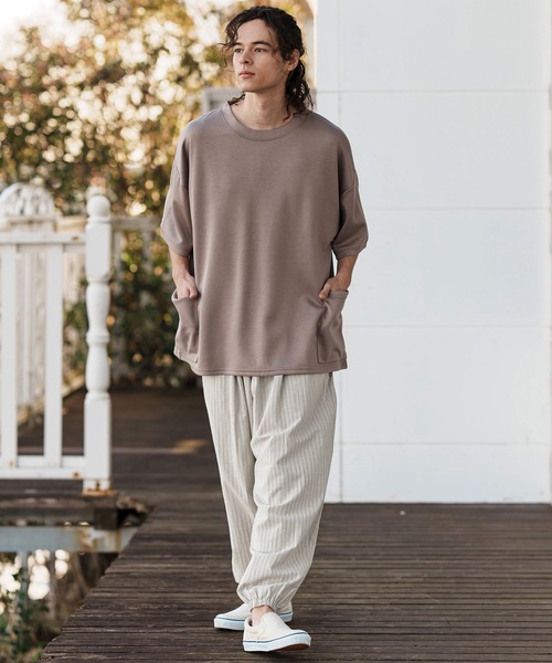 CAMBIO(カンビオ)の「mp13252-コットンリネンストライプバルーンパンツ(その他パンツ・メンズ・ブラック/キナリ/ブラウン・S/M/L)」の7枚目の写真