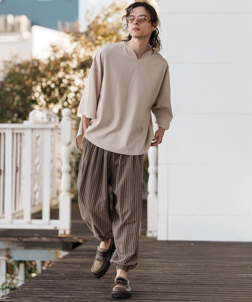 新品 Cambio コットンリネンストライプバルーンパンツ Sサイズ CAMBIO（カンビオ）の「mp13252-コットンリネンストライプ