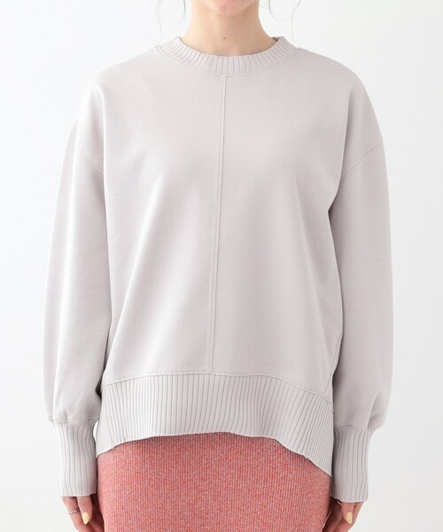 SHOO・LA・RUE(シューラルー)の「【洗える/S-LL】長めのリブでお袖すっきり 異素材トップス(Tシャツ/カットソー・レディース・グリーン系/チャコールグレー/ナチュラル・01/02/03/04)」の16枚目の写真