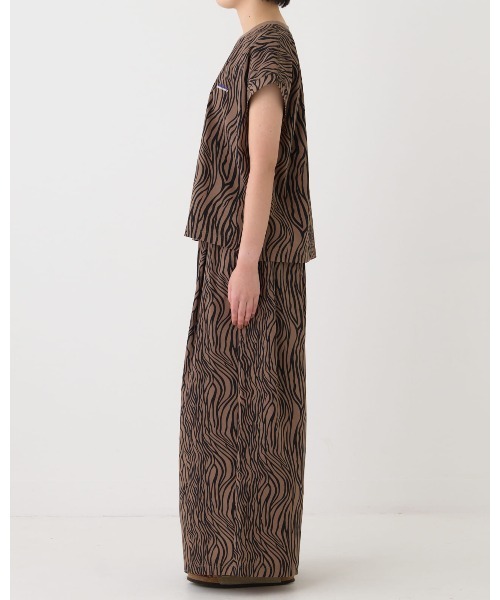 THOUSAND MILE(サウザンドマイル)の「【THOUSAND MILE】FRENCH SLEEVE SHIRT & WIDE PANTS SET/フレンチスリーブシャツ&ワイドパンツ3点セットゼブラ柄(Tシャツ/カットソー・レディース・ゼブラ・FREE)」の3枚目の写真