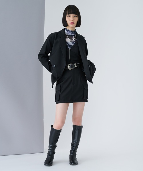 Ellno de Mavie(エルノデメヴィ)の「ダブルルーズジャケット / SETUP対応(テーラードジャケット・レディース・ピンク/ブラック・FREE)」の20枚目の写真
