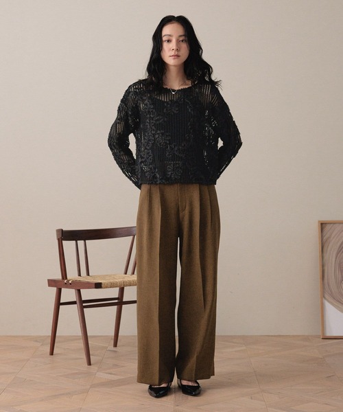 LOWRYS FARM(ローリーズファーム)の「ホップサックワイドパンツ 242754(スラックス・レディース・ブラウン/チャコールグレー/グリーン/グリーン系その他/アイボリー/ブラウン系その他・LARGE/MEDIUM/SMALL)」の12枚目の写真