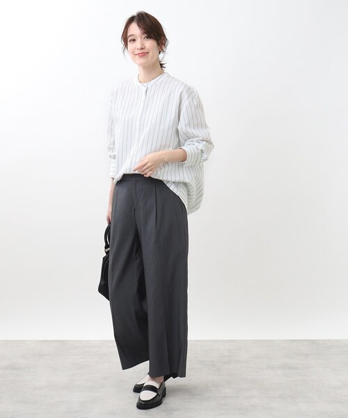 Reflect（リフレクト）の「【夏SALE／接触冷感／洗える】ストライプコクーンシルエットシャツ（シャツ/ブラウス・レディース・ベージュ系その他5/ホワイト系5/サックスブルー系2・15 /13/11/09/07/05/17）」の5枚目の写真