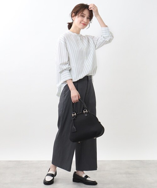 Reflect（リフレクト）の「【夏SALE／接触冷感／洗える】ストライプコクーンシルエットシャツ（シャツ/ブラウス・レディース・ベージュ系その他5/ホワイト系5/サックスブルー系2・15 /13/11/09/07/05/17）」の6枚目の写真