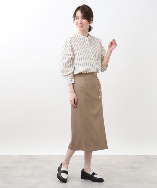Reflect（リフレクト）の「【夏SALE／接触冷感／洗える】ストライプコクーンシルエットシャツ（シャツ/ブラウス・レディース・ベージュ系その他5/ホワイト系5/サックスブルー系2・15 /13/11/09/07/05/17）」の9枚目の写真