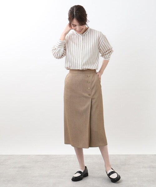 Reflect（リフレクト）の「【夏SALE／接触冷感／洗える】ストライプコクーンシルエットシャツ（シャツ/ブラウス・レディース・ベージュ系その他5/ホワイト系5/サックスブルー系2・15 /13/11/09/07/05/17）」の10枚目の写真