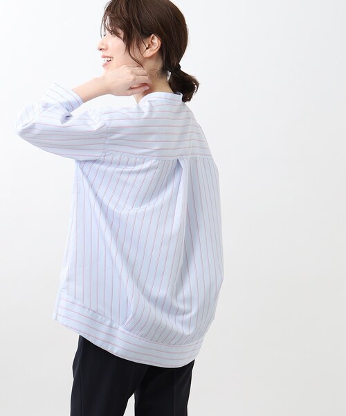 Reflect（リフレクト）の「【夏SALE／接触冷感／洗える】ストライプコクーンシルエットシャツ（シャツ/ブラウス・レディース・ベージュ系その他5/ホワイト系5/サックスブルー系2・15 /13/11/09/07/05/17）」の13枚目の写真