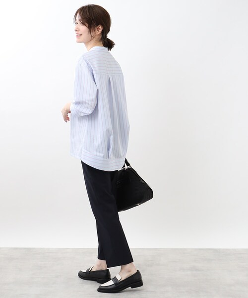 Reflect（リフレクト）の「【夏SALE／接触冷感／洗える】ストライプコクーンシルエットシャツ（シャツ/ブラウス・レディース・ベージュ系その他5/ホワイト系5/サックスブルー系2・15 /13/11/09/07/05/17）」の14枚目の写真