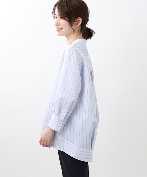 Reflect（リフレクト）の「【夏SALE／接触冷感／洗える】ストライプコクーンシルエットシャツ（シャツ/ブラウス・レディース・ベージュ系その他5/ホワイト系5/サックスブルー系2・15 /13/11/09/07/05/17）」の18枚目の写真