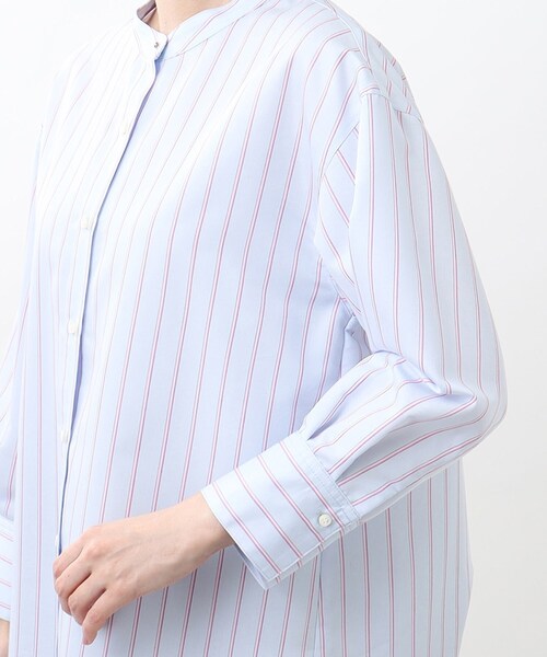 Reflect（リフレクト）の「【夏SALE／接触冷感／洗える】ストライプコクーンシルエットシャツ（シャツ/ブラウス・レディース・ベージュ系その他5/ホワイト系5/サックスブルー系2・15 /13/11/09/07/05/17）」の21枚目の写真