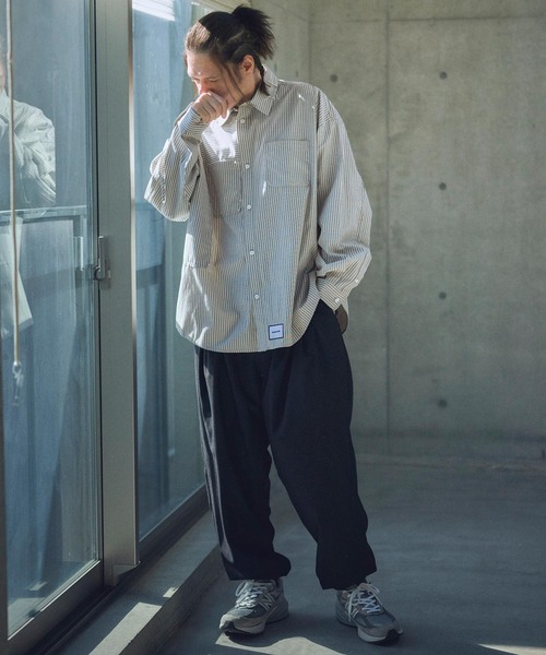 ADAM PATEK（アダムパテック）の「ADAMPATEK/striped anarchy shirt/ストライプアナーキーシャツ（シャツ/ブラウス・メンズ・ブルー/ブラック・1/2）」の16枚目の写真