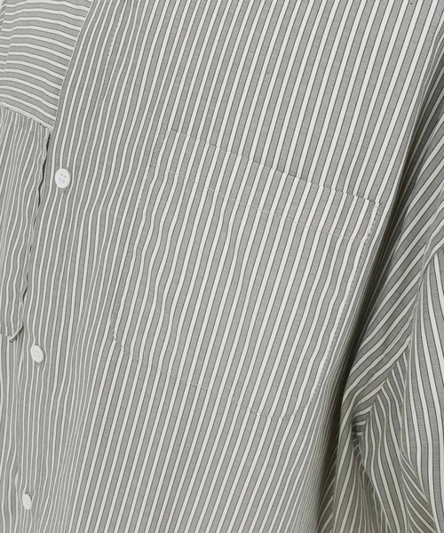 ADAM PATEK（アダムパテック）の「ADAMPATEK/striped anarchy shirt/ストライプアナーキーシャツ（シャツ/ブラウス・メンズ・ブルー/ブラック・1/2）」の3枚目の写真