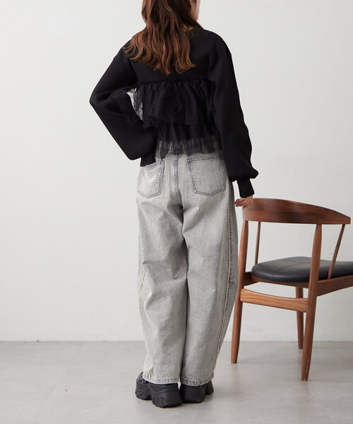 w closet(ダブルクローゼット)の「チュールティアードニットカーディガン(カーディガン/ボレロ・レディース・アイボリー/ブラック/イエロー/ピンク・FREE)」の20枚目の写真