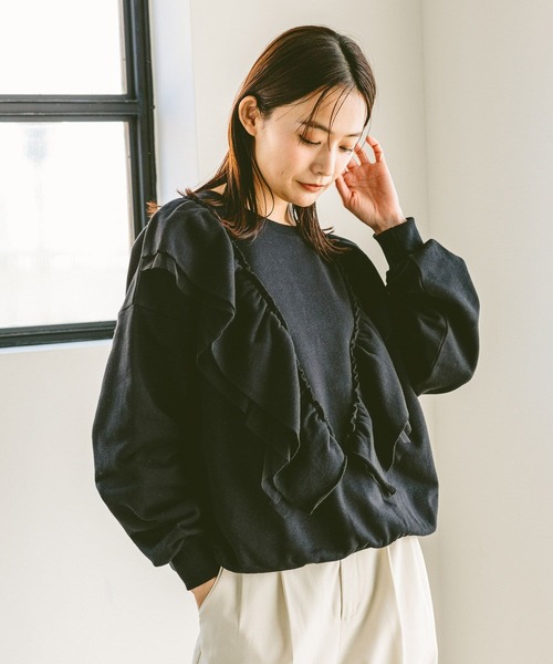 GLOBAL WORK（グローバルワーク）の「裏毛フリルスウェット/305055（スウェット・レディース・杢グレー/ブラック・MEDIUM/LARGE）」の21枚目の写真