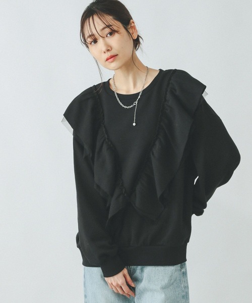 GLOBAL WORK（グローバルワーク）の「裏毛フリルスウェット/305055（スウェット・レディース・杢グレー/ブラック・MEDIUM/LARGE）」の17枚目の写真