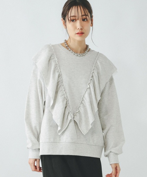 GLOBAL WORK（グローバルワーク）の「裏毛フリルスウェット/305055（スウェット・レディース・杢グレー/ブラック・MEDIUM/LARGE）」の13枚目の写真