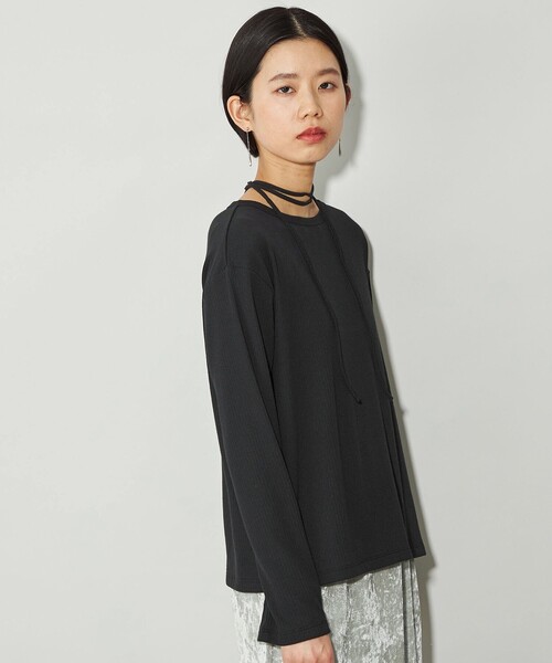 CITEN(シテン)の「<CITEN>リブ2WAY紐ロンT(Tシャツ/カットソー・レディース・イエロー/ホワイト/ブラック・FREE)」の5枚目の写真