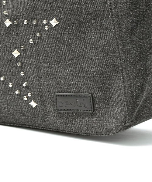 X-girl（エックスガール）の「STUDDED DENIM SHOULDER BAG（ショルダーバッグ・レディース・ブラック/ライトインディゴブルー・ONE SIZE）」の12枚目の写真