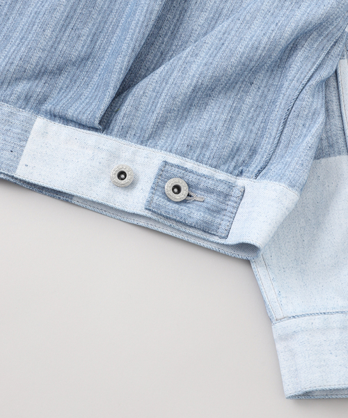 417 EDIFICE（フォーワンセブンエディフィス）の「Coating DENIM WIDEsleeve G / デニムジャケット（デニムジャケット・メンズ・ネイビー/ホワイト・MEDIUM/LARGE）」の10枚目の写真