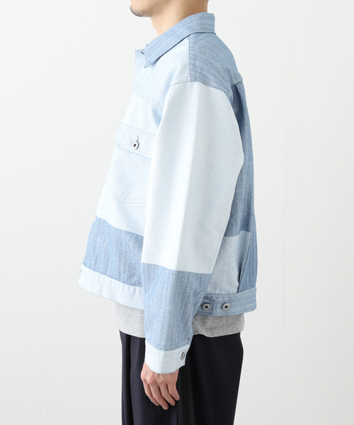 417 EDIFICE（フォーワンセブンエディフィス）の「Coating DENIM WIDEsleeve G / デニムジャケット（デニムジャケット・メンズ・ネイビー/ホワイト・MEDIUM/LARGE）」の14枚目の写真