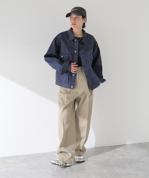 417 EDIFICE（フォーワンセブンエディフィス）の「Coating DENIM WIDEsleeve G / デニムジャケット（デニムジャケット・メンズ・ネイビー/ホワイト・MEDIUM/LARGE）」の18枚目の写真