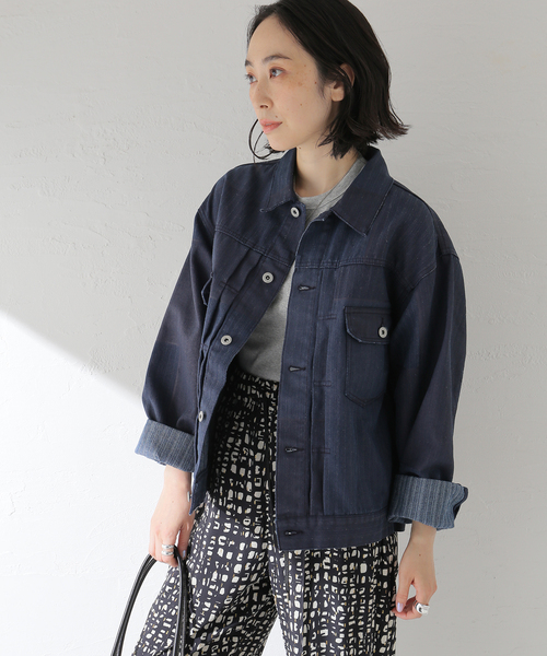 417 EDIFICE（フォーワンセブンエディフィス）の「Coating DENIM WIDEsleeve G / デニムジャケット（デニムジャケット・メンズ・ネイビー/ホワイト・MEDIUM/LARGE）」の22枚目の写真