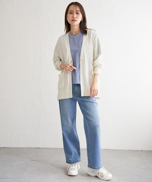 ikka（イッカ）の「【洗える】さらっとVネックカーディガン（カーディガン/ボレロ・レディース・クリアイエロー/チャコールグレー/オフホワイト/ライトグレー/ネイビー・M/L/S）」の11枚目の写真