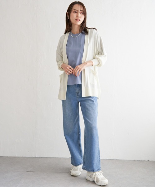 ikka（イッカ）の「【洗える】さらっとVネックカーディガン（カーディガン/ボレロ・レディース・クリアイエロー/チャコールグレー/オフホワイト/ライトグレー/ネイビー・M/L/S）」の12枚目の写真