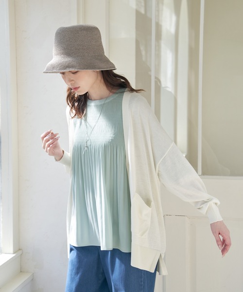 ikka（イッカ）の「【洗える】さらっとVネックカーディガン（カーディガン/ボレロ・レディース・クリアイエロー/チャコールグレー/オフホワイト/ライトグレー/ネイビー・M/L/S）」の10枚目の写真