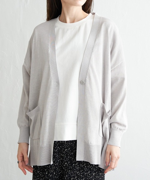 ikka（イッカ）の「【洗える】さらっとVネックカーディガン（カーディガン/ボレロ・レディース・クリアイエロー/チャコールグレー/オフホワイト/ライトグレー/ネイビー・M/L/S）」の20枚目の写真