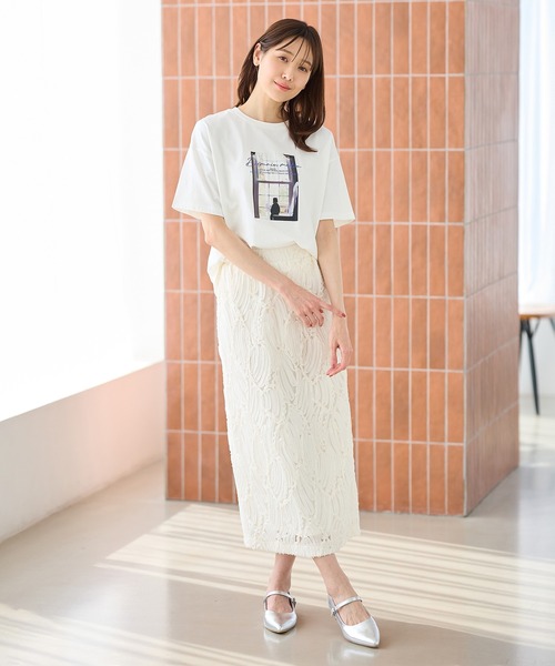 Honeys(ハニーズ)の「レースナロースカート(スカート・レディース・アイボリー/ブラック・3L/L/LL/M/S)」の4枚目の写真