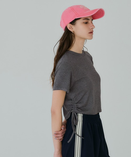 coca(coca)(コカ)の「【WEB限定セール】リブドローストリングトップス(Tシャツ/カットソー・レディース・チャコール/その他1・S/M/L)」の6枚目の写真