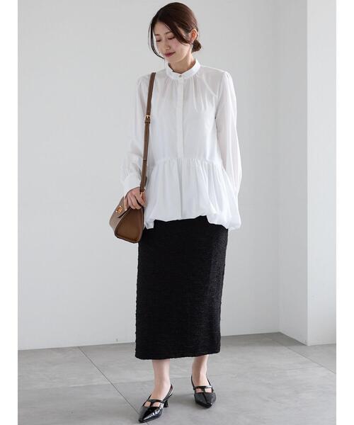 Te chichi（テチチ）の「フクレジャカードストレートロングスカート《2025spring catalog item》（スカート・レディース・オフホワイト/ブラック・F）」の5枚目の写真