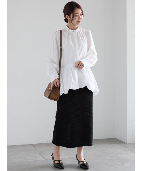 Te chichi（テチチ）の「フクレジャカードストレートロングスカート《2025spring catalog item》（スカート・レディース・オフホワイト/ブラック・F）」の6枚目の写真