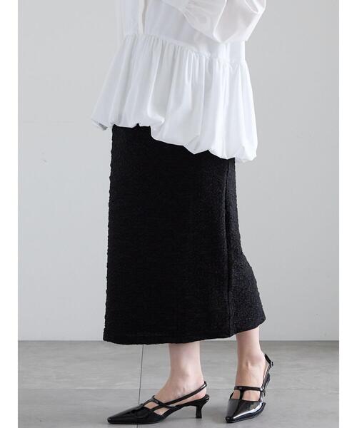 Te chichi（テチチ）の「フクレジャカードストレートロングスカート《2025spring catalog item》（スカート・レディース・オフホワイト/ブラック・F）」の8枚目の写真
