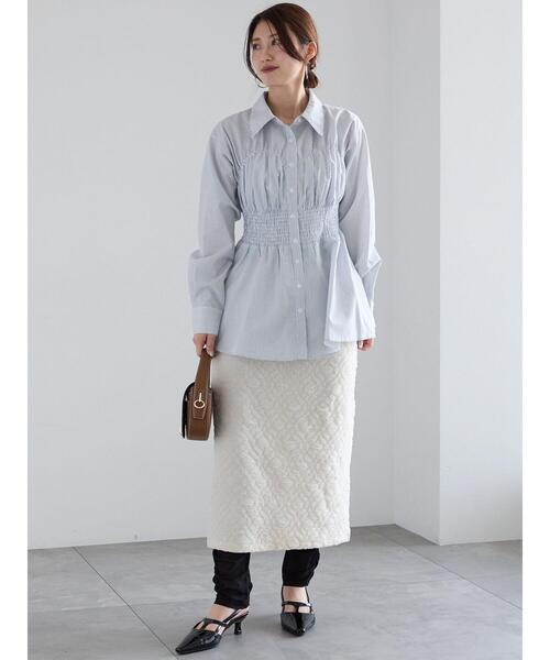 Te chichi（テチチ）の「フクレジャカードストレートロングスカート《2025spring catalog item》（スカート・レディース・オフホワイト/ブラック・F）」の9枚目の写真