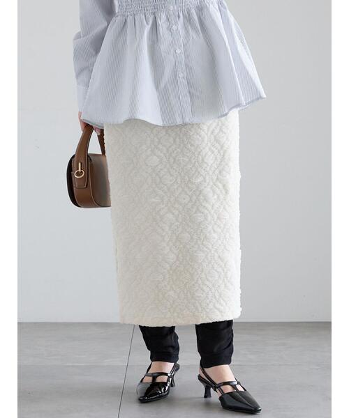 Te chichi（テチチ）の「フクレジャカードストレートロングスカート《2025spring catalog item》（スカート・レディース・オフホワイト/ブラック・F）」の11枚目の写真