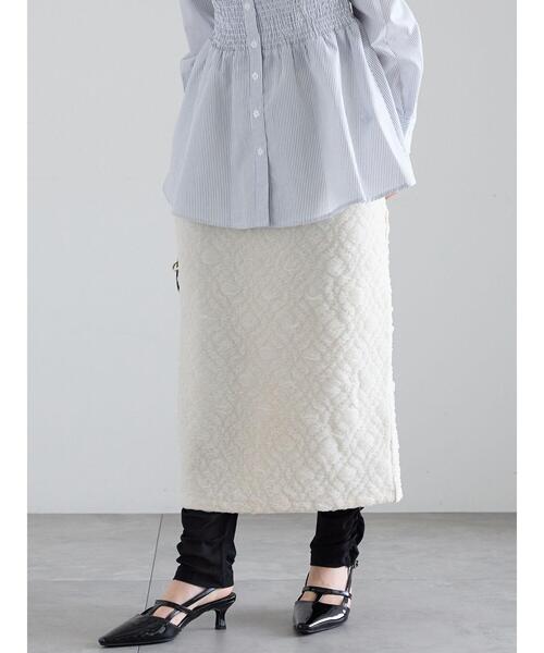 Te chichi（テチチ）の「フクレジャカードストレートロングスカート《2025spring catalog item》（スカート・レディース・オフホワイト/ブラック・F）」の12枚目の写真