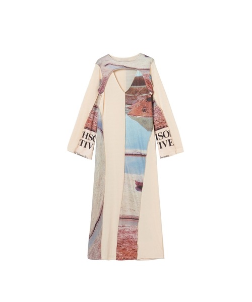 ワンピース STAMP ART LAYERED DRESS sahara ワンピース Art Print Layered Dress/アートプリント