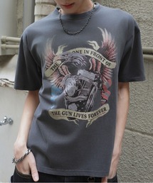 SPINNS | ピグメント加工プリントTシャツ/レトロモーター/短丈/古着風(Tシャツ/カットソー)