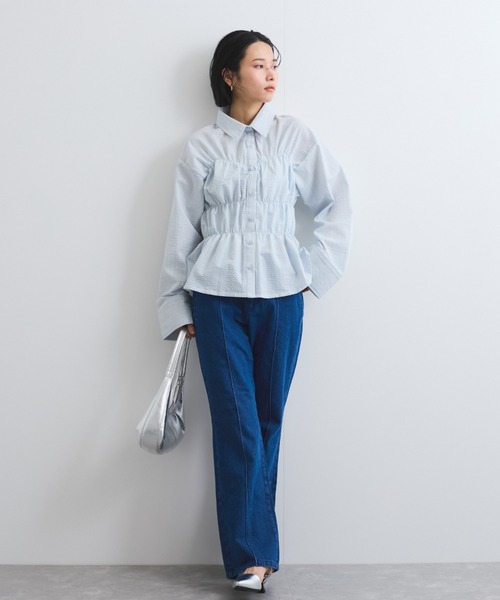 VICKY（ビッキー）の「ストライプシャーリングシャツ≪手洗い可能≫（シャツ/ブラウス・レディース・アイボリー/ブルー系その他・M）」の15枚目の写真