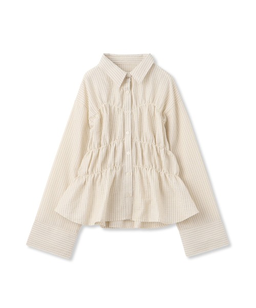 VICKY（ビッキー）の「ストライプシャーリングシャツ≪手洗い可能≫（シャツ/ブラウス・レディース・アイボリー/ブルー系その他・M）」の11枚目の写真