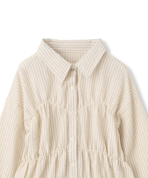 VICKY（ビッキー）の「ストライプシャーリングシャツ≪手洗い可能≫（シャツ/ブラウス・レディース・アイボリー/ブルー系その他・M）」の9枚目の写真