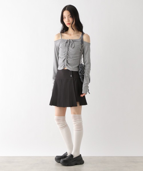 Heather（ヘザー）の「ラッププリーツミニスカート 327118