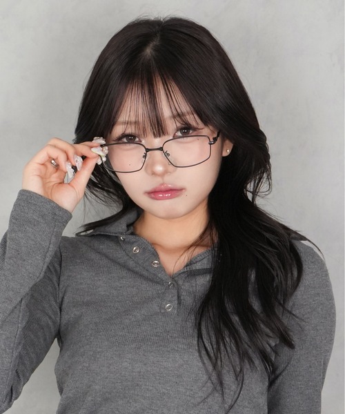 BARELY BLUE（ベアリーブルー）の「【 BARELY BLUE / ベアリーブルー 】 メタル スクエア フレーム ダイヤ デザイン メガネ / 伊達メガネ（メガネ・レディース・ゴールド/シルバー/ブラック・FREE）」の15枚目の写真